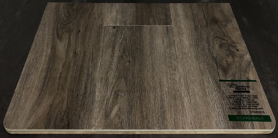 Carlton Flooring - Prime Collection Product: Boardwalk Dimensions: 6.5mm x 7" x 48" (0.5mm Wear Layer) Underpad: Attached Warranty: Lifetime Residential - 25 Years Commercial FloorScore Certified Code: CTS6502S