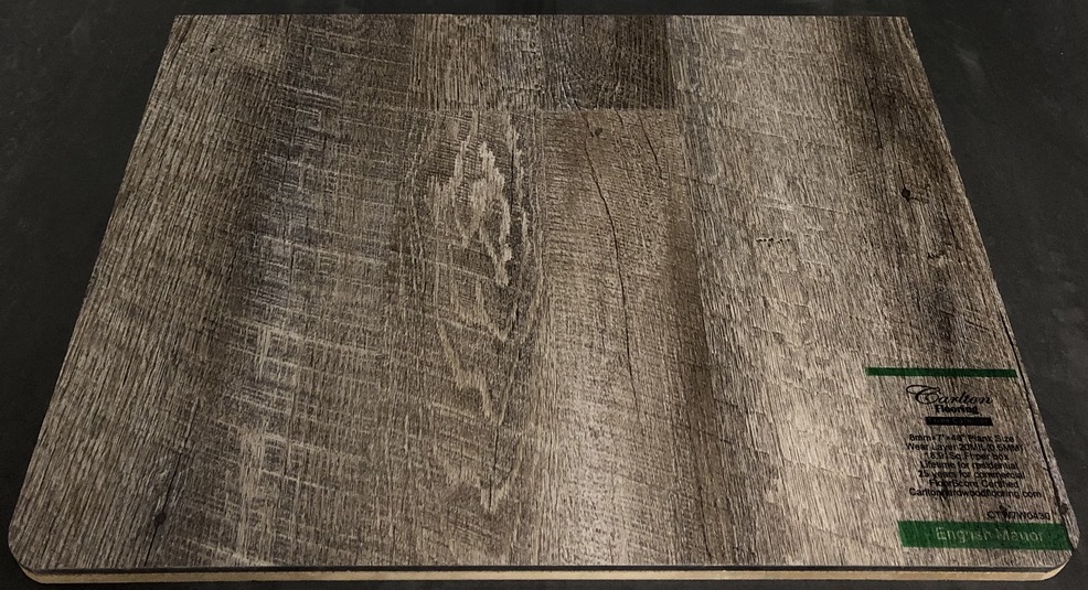 Carlton Flooring - Prime Collection Product: English Manor Dimensions: 8mm x 7" x 48" (0.5mm Wear Layer) Underpad: Cork Attached Warranty: Lifetime Residential - 25 Years Commercial FloorScore Certified